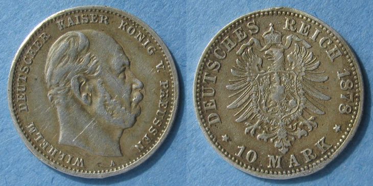 1878-A-Prussian-10-Mark-Struck-In-Silver?--Spielgeld?